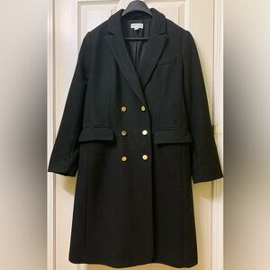 Free Assembly Double-Breasted, Black, Wool Women's Coat